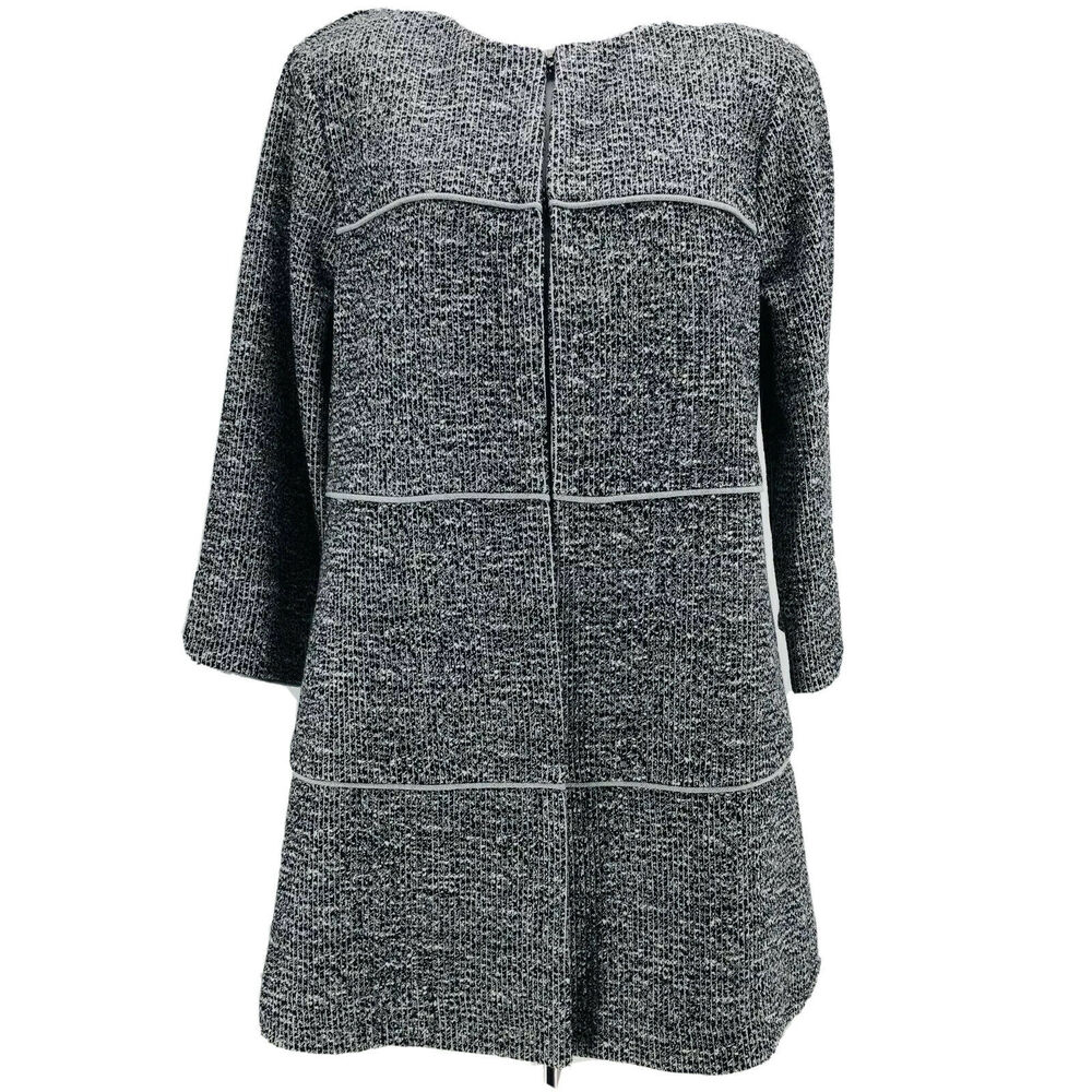CAbi #5299 Women’s Black White The Times Long Jacket W/Hook Closure Size Medium‎